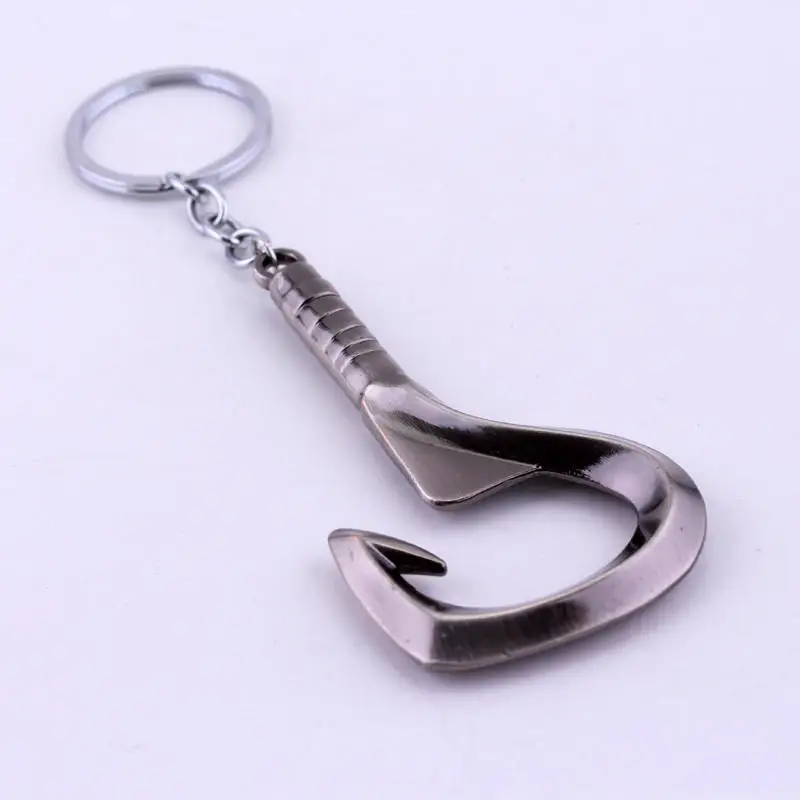 Game Dota 2 Keychain As Bottle Opener Pudge's Meat Hook Weapon Model Porte Clef Key Ring Pendant Jewelry For Men