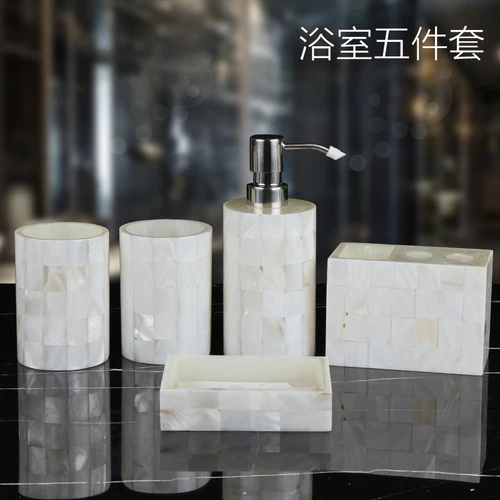 Bathroom Set Wash Toiletries Mouthwash Cup Lotion Bottle Toothbrush Holder Soap Dish Cotton Swab Box Tray Tissue view 3