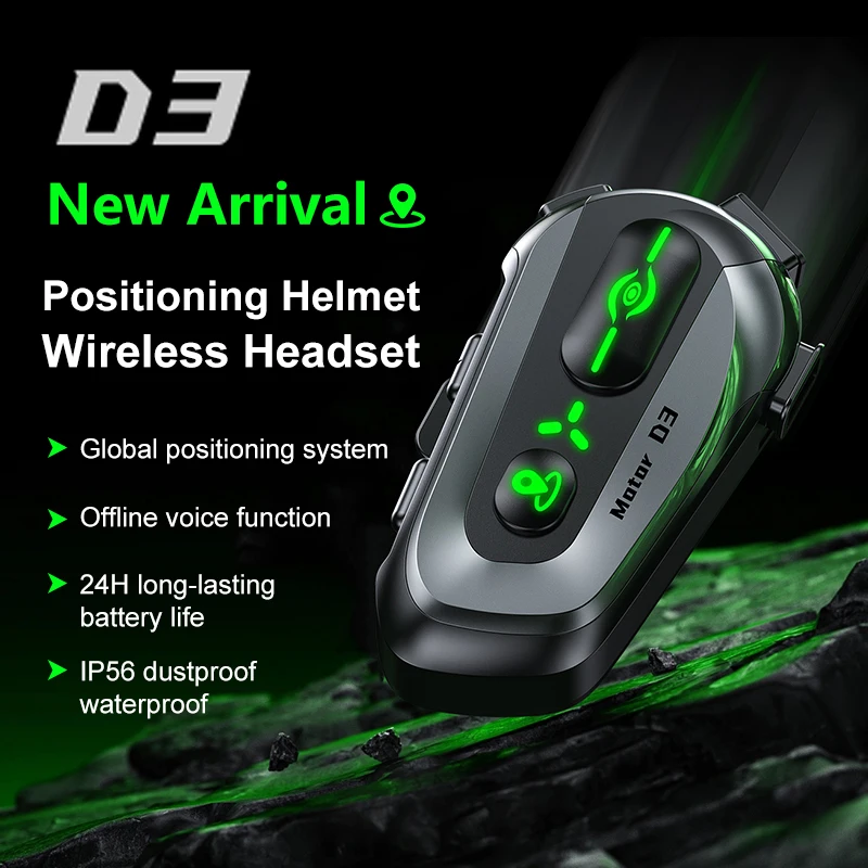 D3 Motorcycle Helmet Bluetooth Headset Global Positioning Intelligent Noise Reduction IP56 Waterproof Dual Core Dual CPU 5.3+5.1