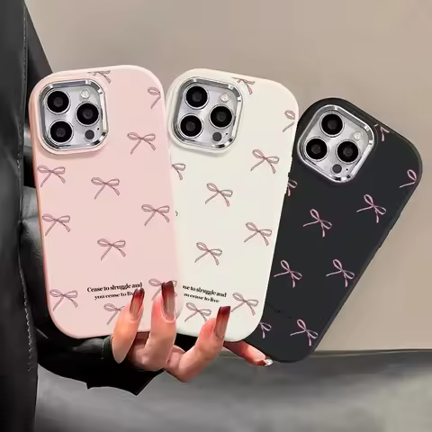 Cute Korean Pink Bowknot Case For Samsung Galaxy S25 S24 S23 S22 Ultra Plus S20 S21 FE A56 A36 A15 A35 A54 A16 A52 A53 A25 A26