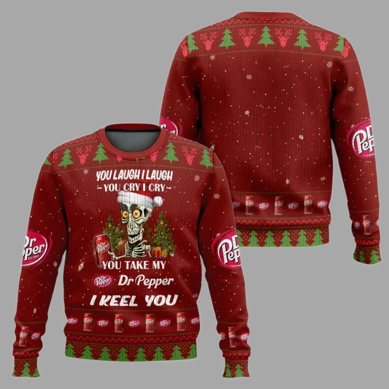 

DR Pepper Cheers Ugly Christmas Забавный праздничный пуловер больших размеров для рождественской вечеринки для мужчин Семейный рождественский свитер в подарок 2026