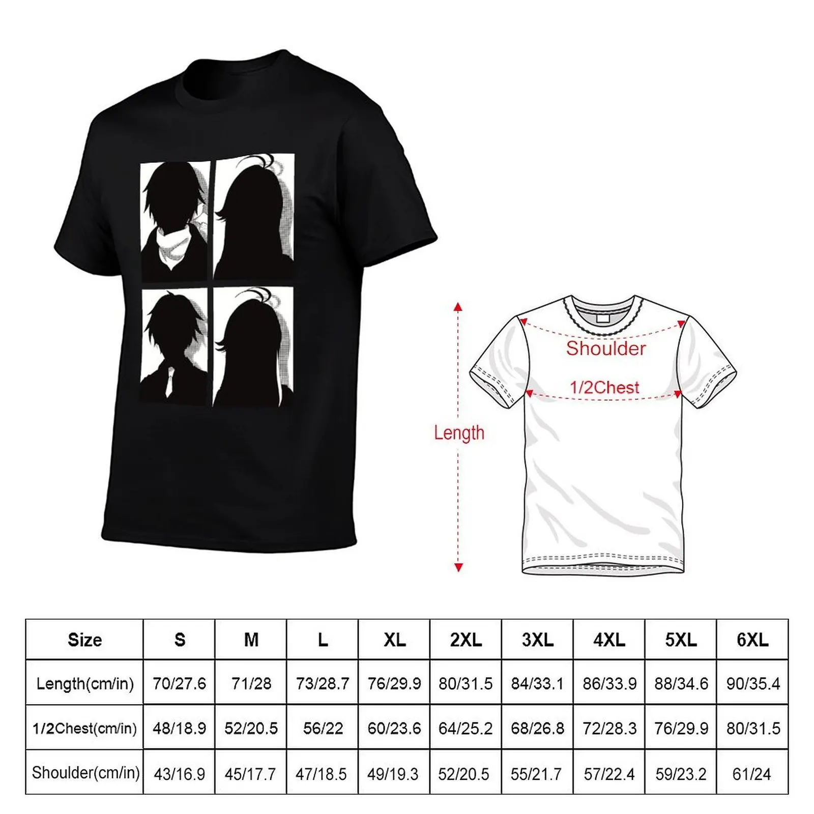86 or Eighty six anime merch All main character in black and white pop art silhouette design Shinei nouzen x Vladilena m T-Shirt