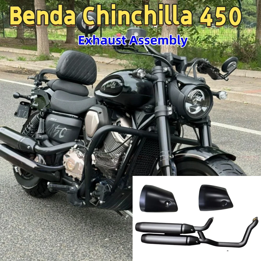 Original parts for Benda Chinchilla 450 exhaust system muffler, dual exhaust muffler, BD400-15 exhaust pipe cover.