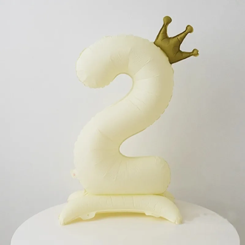 40 بوصة متجمد كريم الأبيض تاج الدائمة بالون رقمي 0-9 عدد حفلة عيد ميلاد الطفل دش زينة صور الدعائم العرض