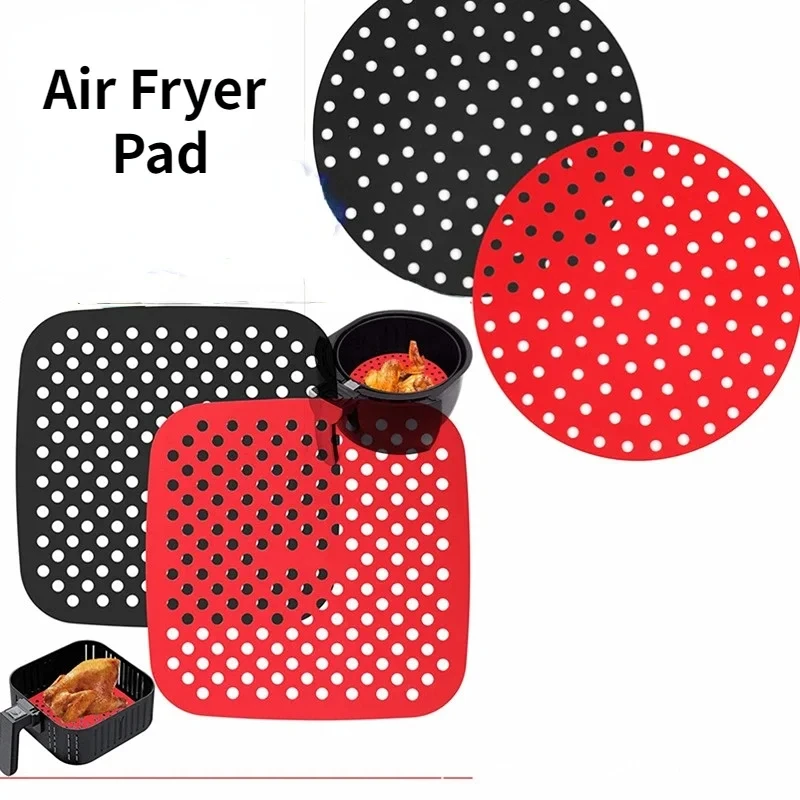 2pc/1pc Air Friteuse Silikon Tablett Rechteck Ofen Backen Korb Wiederverwendbare Liner Einsatz Gericht Gebratenes Huhn für Airfryer Zubehör – Detail 16