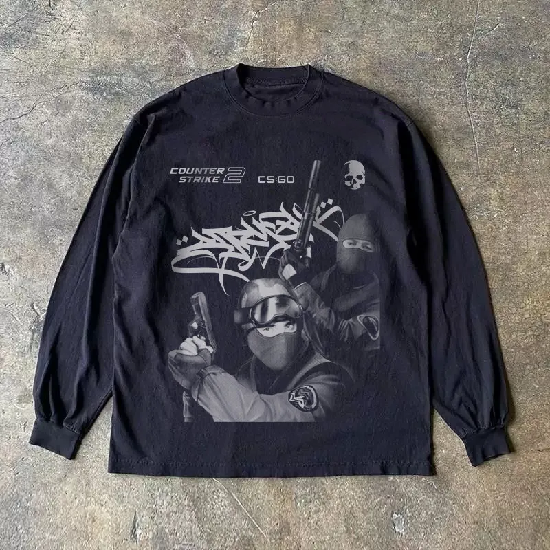 Heavyweight 310g Pure Cotton Long Sleeve T-Shirt American Retro Oversize Streetwear Versatile Comfortable Fit for Youth