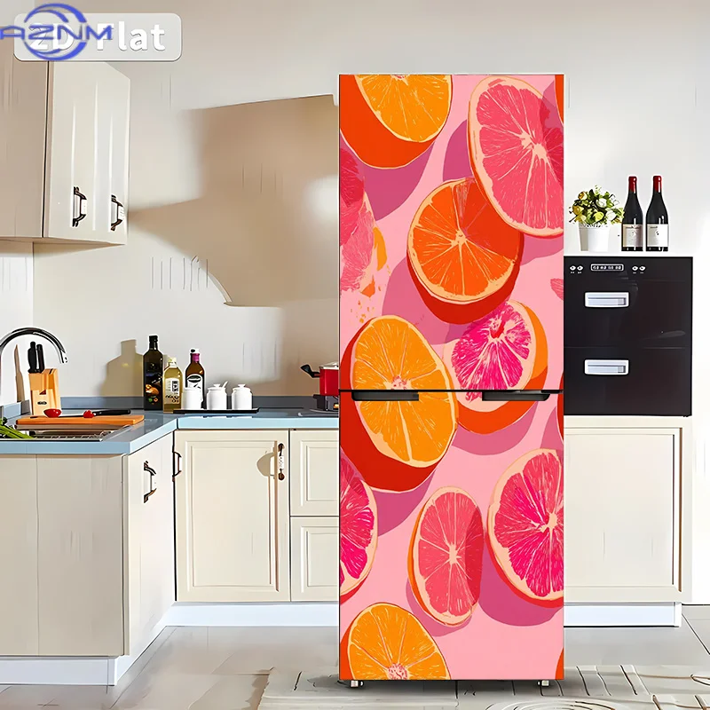 1 Orange Fruit Pattern Refrigerator Magnets, Easy to Tear And Stick Kitchen Decoration, Self-Adhesive Removable Refrigerator D