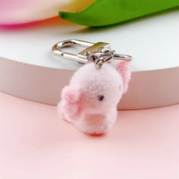 Cute 3D Flocking Axolotl Keychain Couple Mobile PhonePendant Car Keyring Earphone Backpack Charms Bag Decor