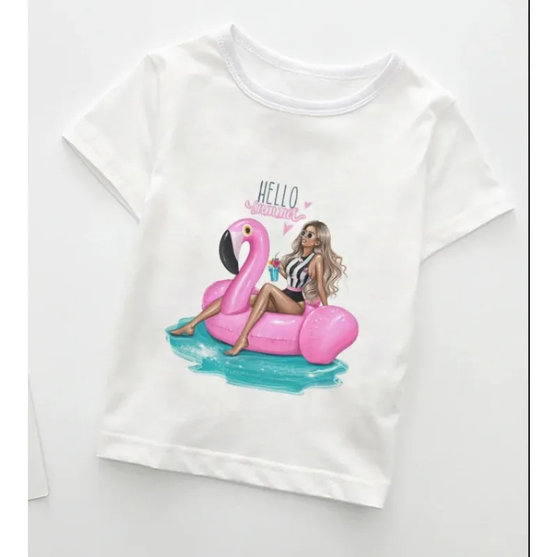 子供用ラウンドネックTシャツ,カジュアルウェア,素敵なデザイン,キッズファッション,夏,女の子,子供