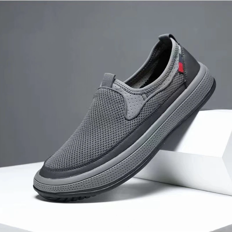 Mocassins de malha respirável masculino, tênis leves e macios, tênis casual, respirável, moda verão, venda quente