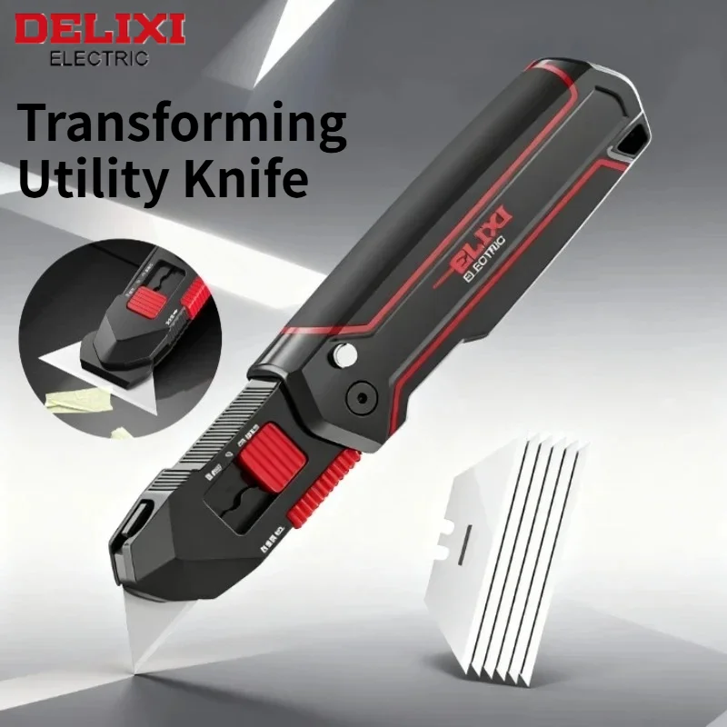 DELIXI Crafts Supplies Office Gadgets Multifunction Sharp Paper Cutting Knives Tools Tough Pocket Utility Knife Package Opener