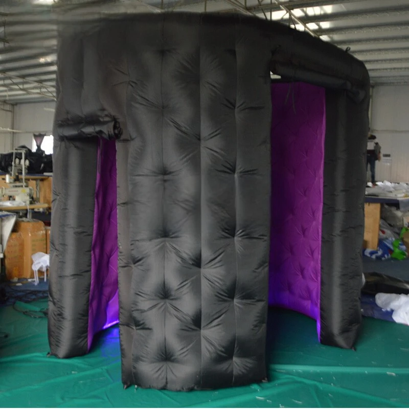 

LED Booth 2.5x1.8x2.2m Photo Booth Black&Oval Inflatable Tent Enclosure with 2 Doors for Advertising,Party,Wedding