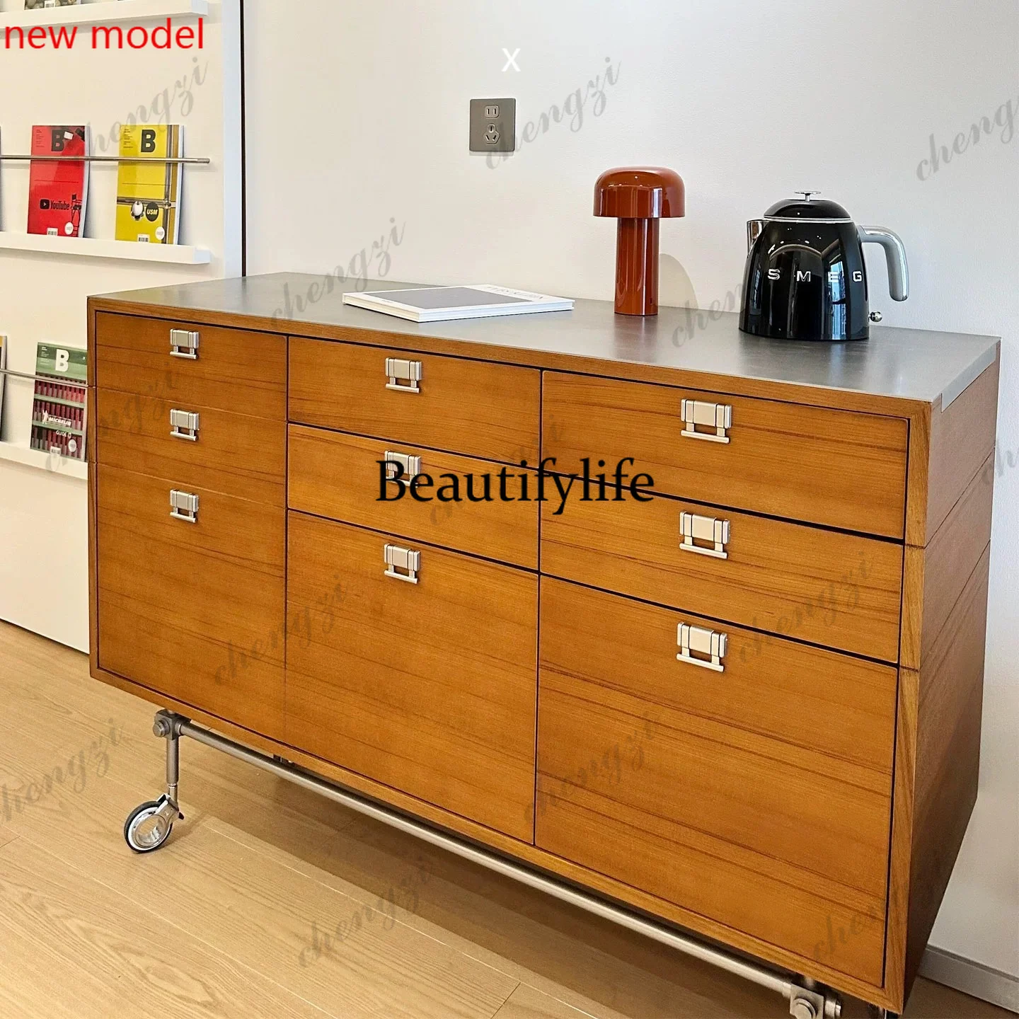 DD182Medieval household multi-functional side cabinet small apartment coffee bar counter against the wall for storage
