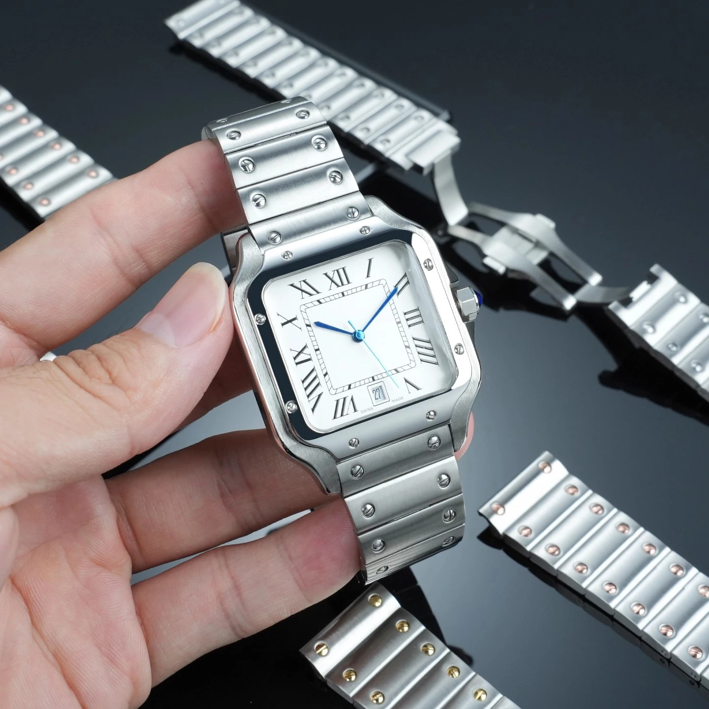 Watch Bands for Carter Seko Santos WHSA0007 WSSA0009 Whsa0010 Men Watch Strap Stainless Steel Watch Accessories Band 21mm