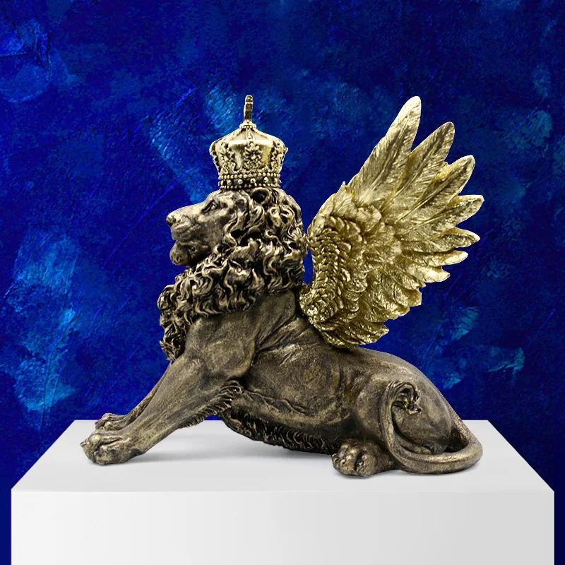 

Crown Wearing Lion Statue Royal Animal King Resin Sculpture Majestic Office Desk Decor Symbol of Power & Success Gift for Men
