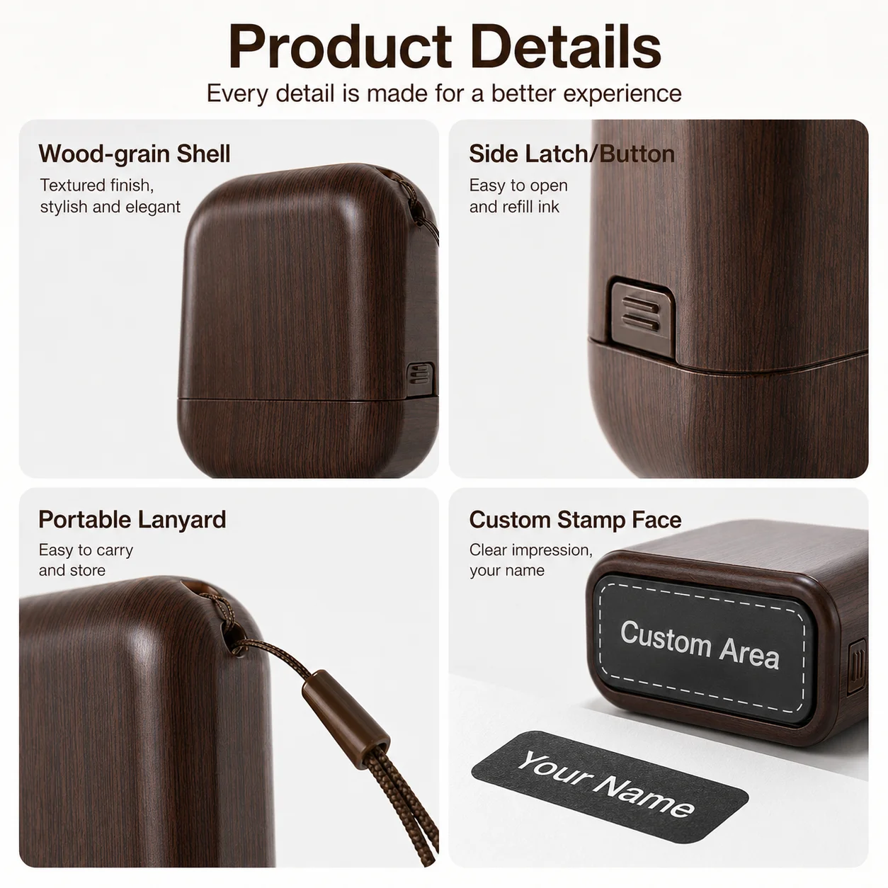 Signature Custom Name Stamp Personalized Text Stamp Wood Grain Kindergarten Clothes Label Office Business Customized Name Seal - view 5