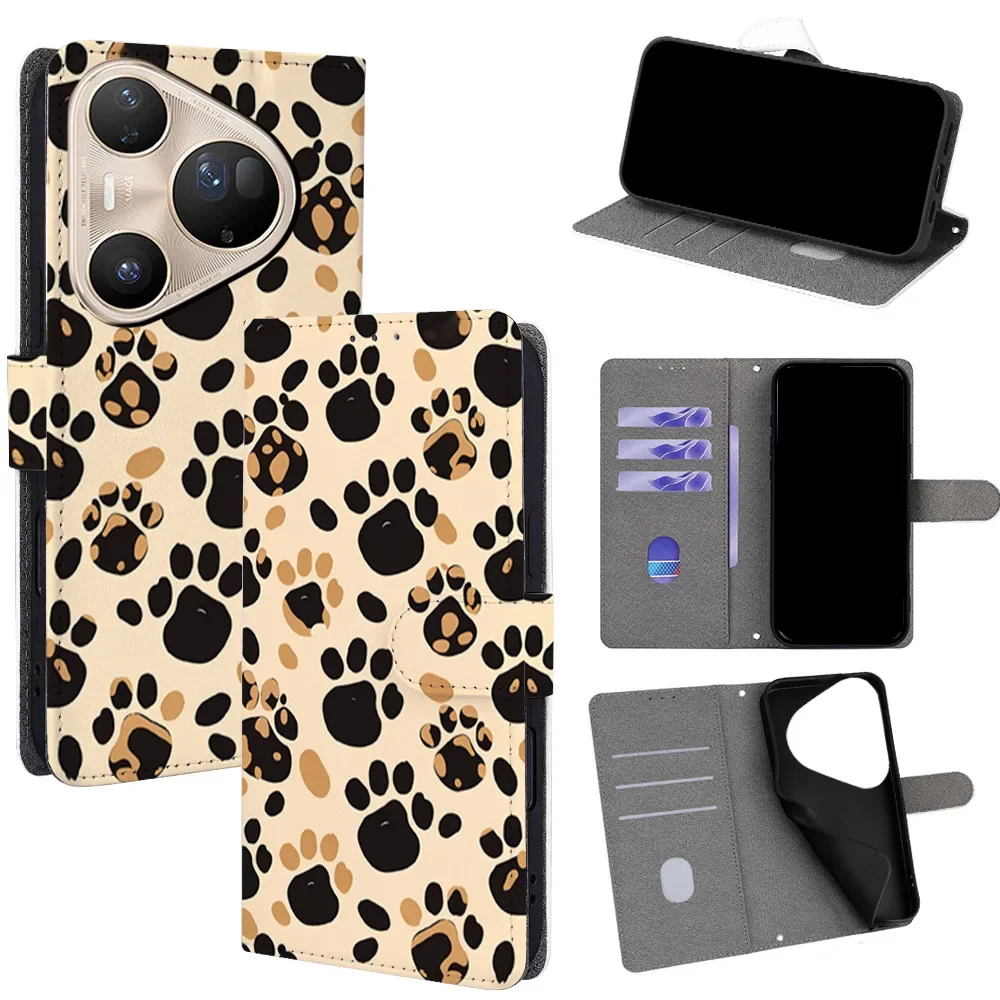 

Cute Animal Pattern Magnetic Flip Phone Cover for Huawei Pura 80 70 60 Pro P60 P50 P40 P30 P20 with Built-in Wallet Card Slots