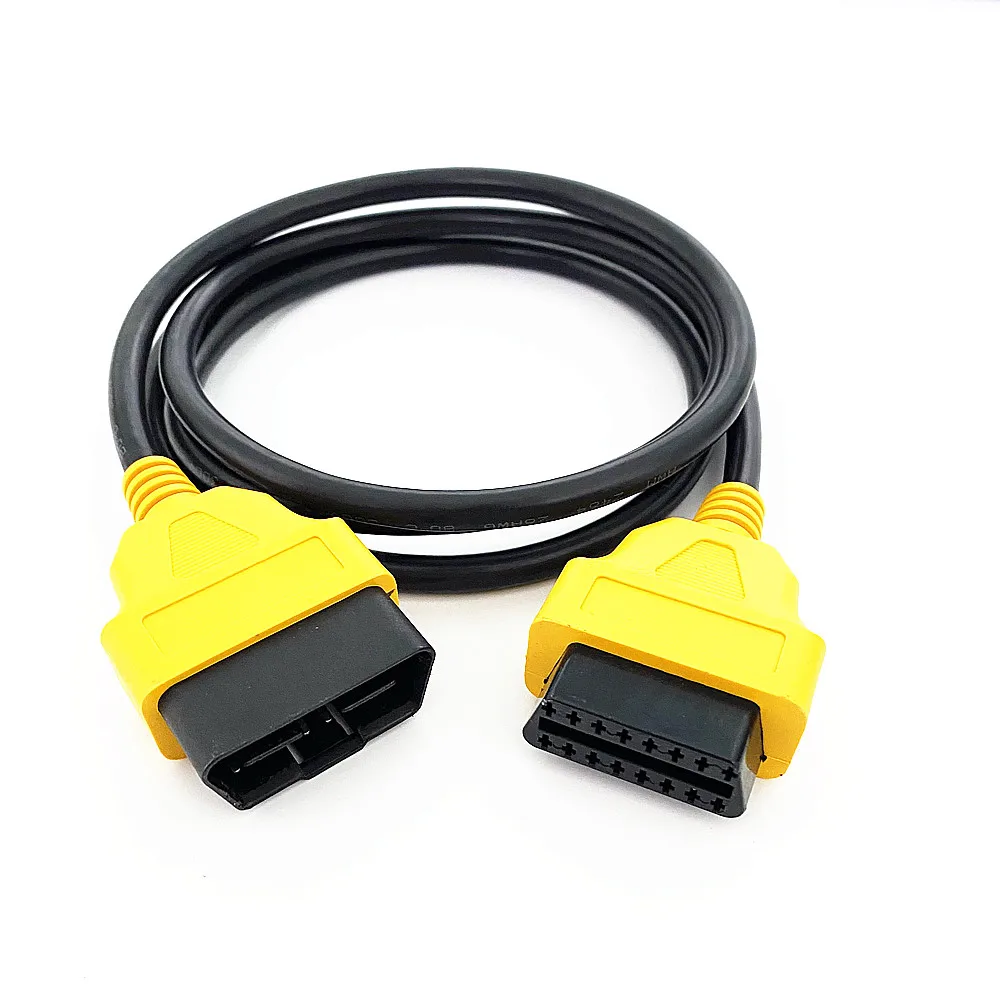 2024 For ELM327 OBD2 16Pin Extension Cable adapter 150cm 16 Pin OBD II OBD2 yellow Extension Cable Connector