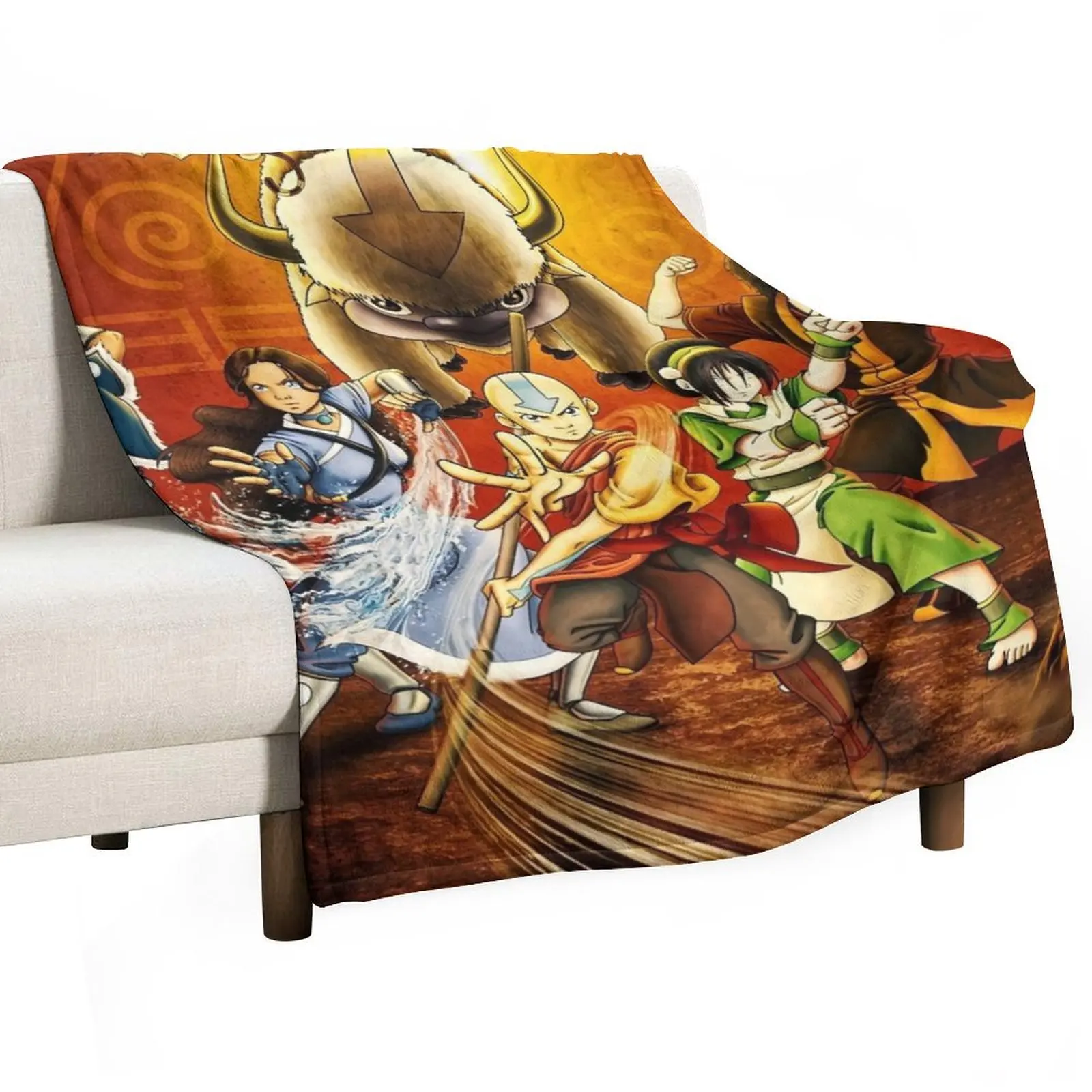 

Team And Aang Throw Blanket Flannel Fabric manga valentine gift ideas Luxury Thicken Blankets