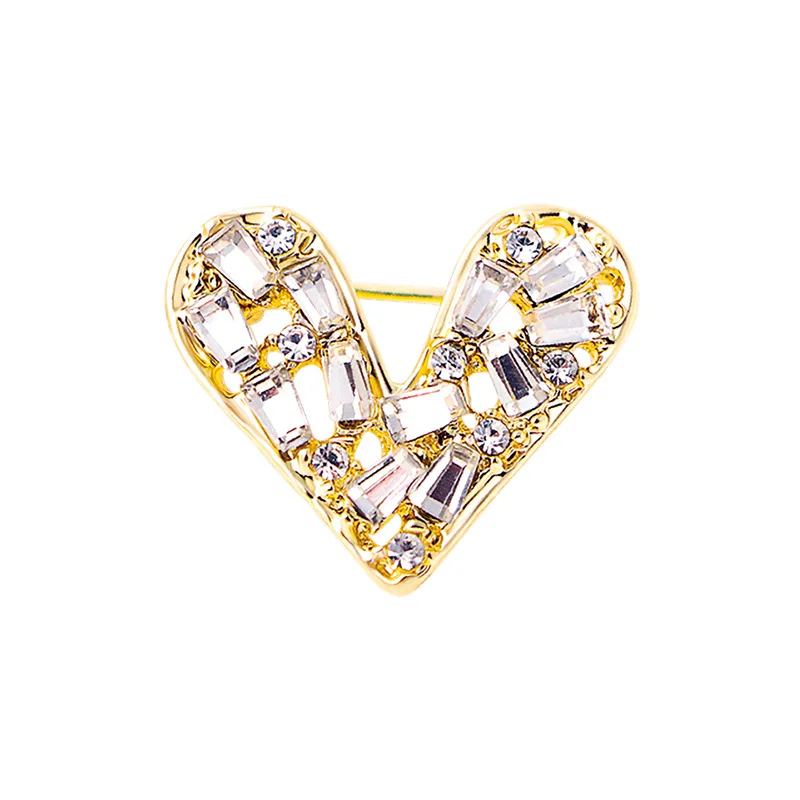 SKEDS Exquisite Small Size Rhinestone Heart Brooches Pins For Women Lady Elegant Crystal Design Suit Clothing Accessories Gift images - 6