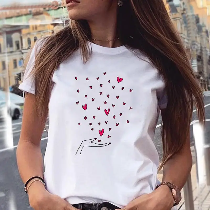 

New Women T-Shirts 90s Funny Sweet Graphic Printing Pure White Female Stylish Fashion Cartoon Summer Women's 2024 Trend Tees Top