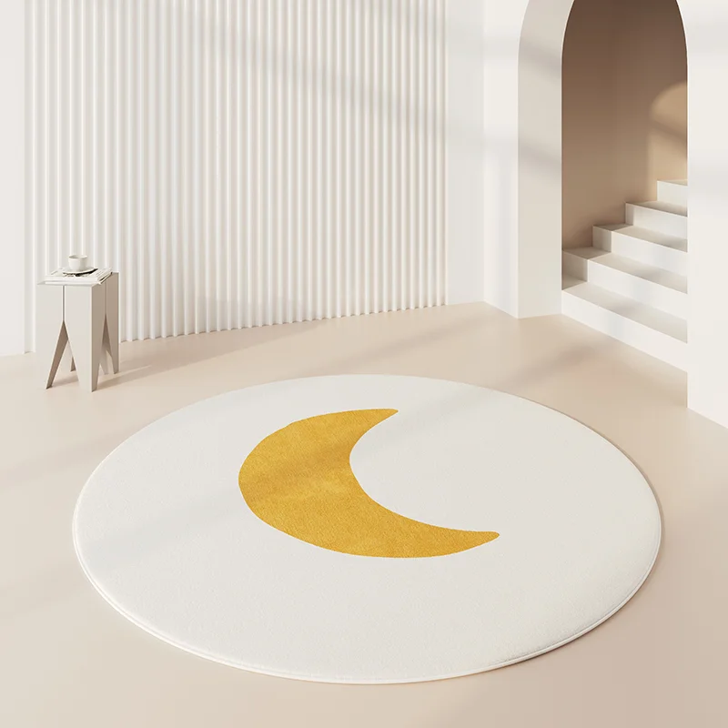 Minimalist Abstract Mat Rug Round Mat Crescent Moon Graphic Chic Home Decor Ornament for Indoor Living Room Home Interior Decor