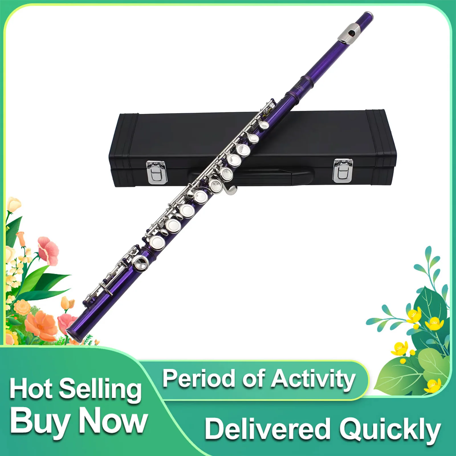 

SLADE 16 Holes Flute C Key Closed Purple Flute Cupronickel Professional Woodwind Musical Instrument Beginners Flute With Box
