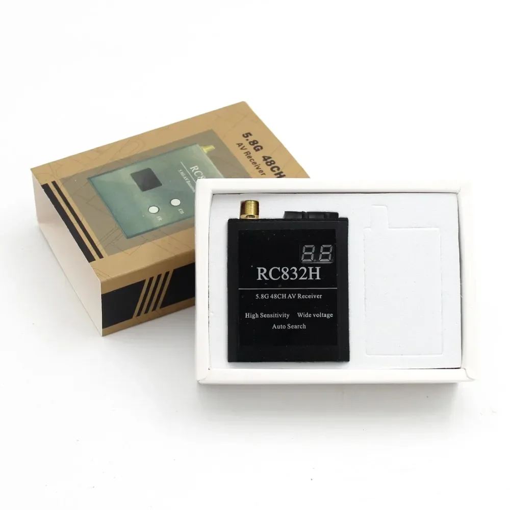 

RC832H 5.8G 48CH Video Receiver VRX 12V Automatic Channel Search for TS832 TS5823 TS5828 RC Airplane Helicopter FPV Drone