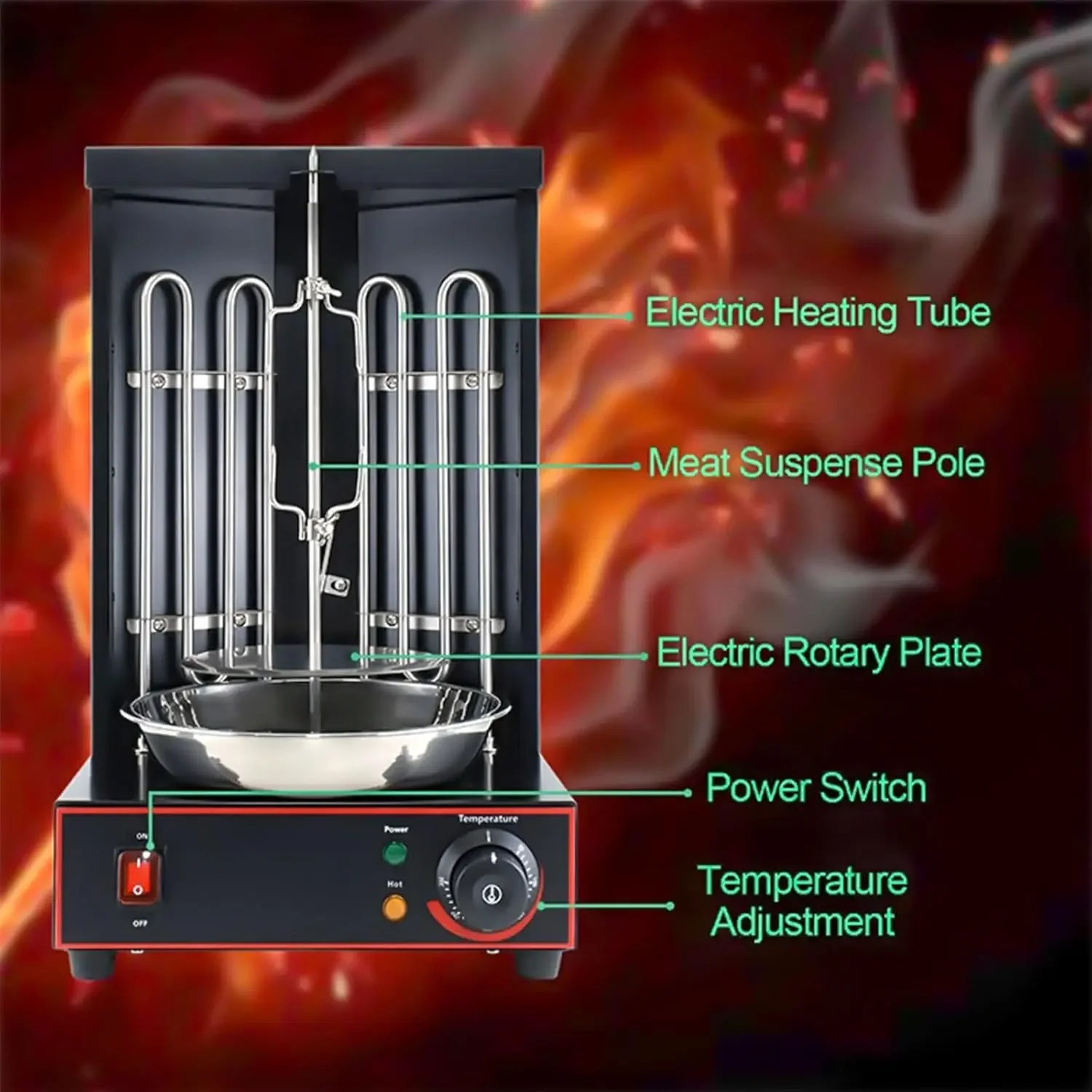 Rotisserie Shawarma Broiler Kebab Grill Machine Rotating Grill With Temperature Chime,(Patented Product)