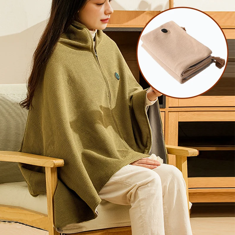 Electric Heated Blanket USB Rechargeable Body Warmer Blanket Wearable Fleece Heated Mat Home Office Sleeping Throw Blanket