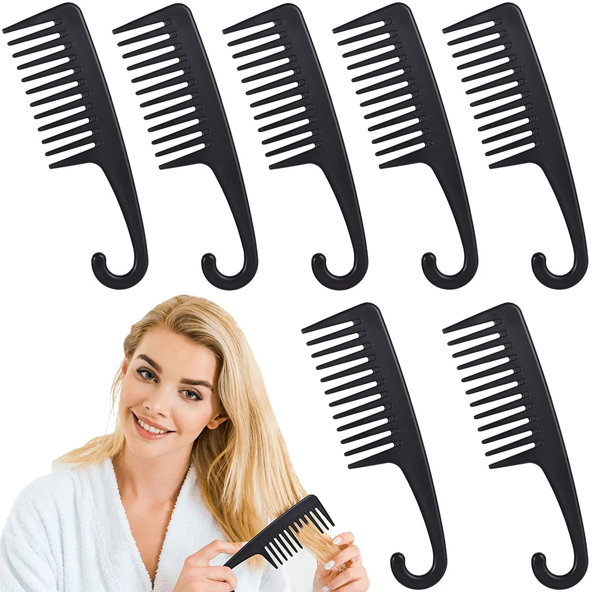 

1 Handheld Hairbrush Wide Tooth Comb Plastic Flat Comb Hair Scalp Massage Smoothing Comb Detangle Hairdressing Comb Styling Tool