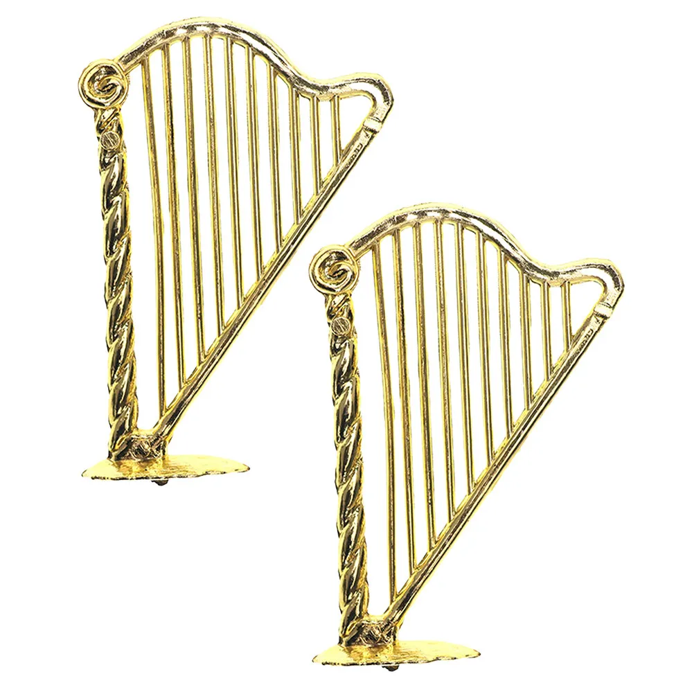 

2 шт. миниатюрные арфы в масштабе 1:12, реалистичные струнные музыкальные инструменты для декора интерьера кукольного домика, подарок для коллекционера