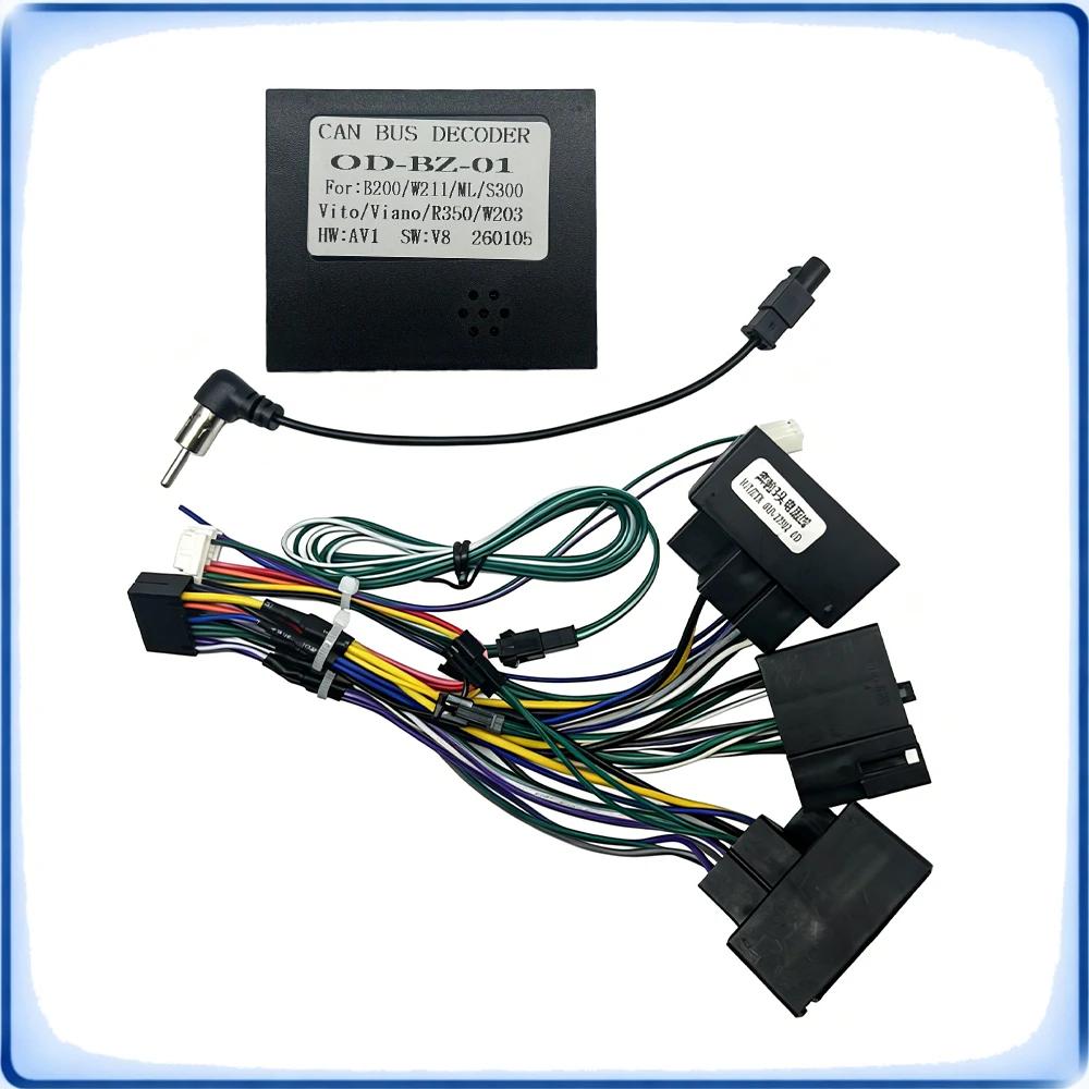 Quadlock&ISO to 16Pin Car Radio Wiring Harness with CANBUS Decoder for Mercedes Benz B200 W203 W209 W211 Vito  Android Stereo