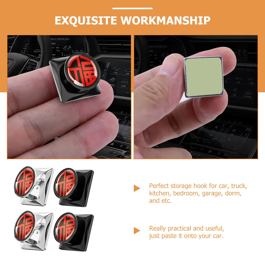 

4Pcs Adhesive Car Hook Mini Storage Hanger for Keys Purse Towel Cable Mount on Glass Metal Wood Smooth Surfaces Auto Interior