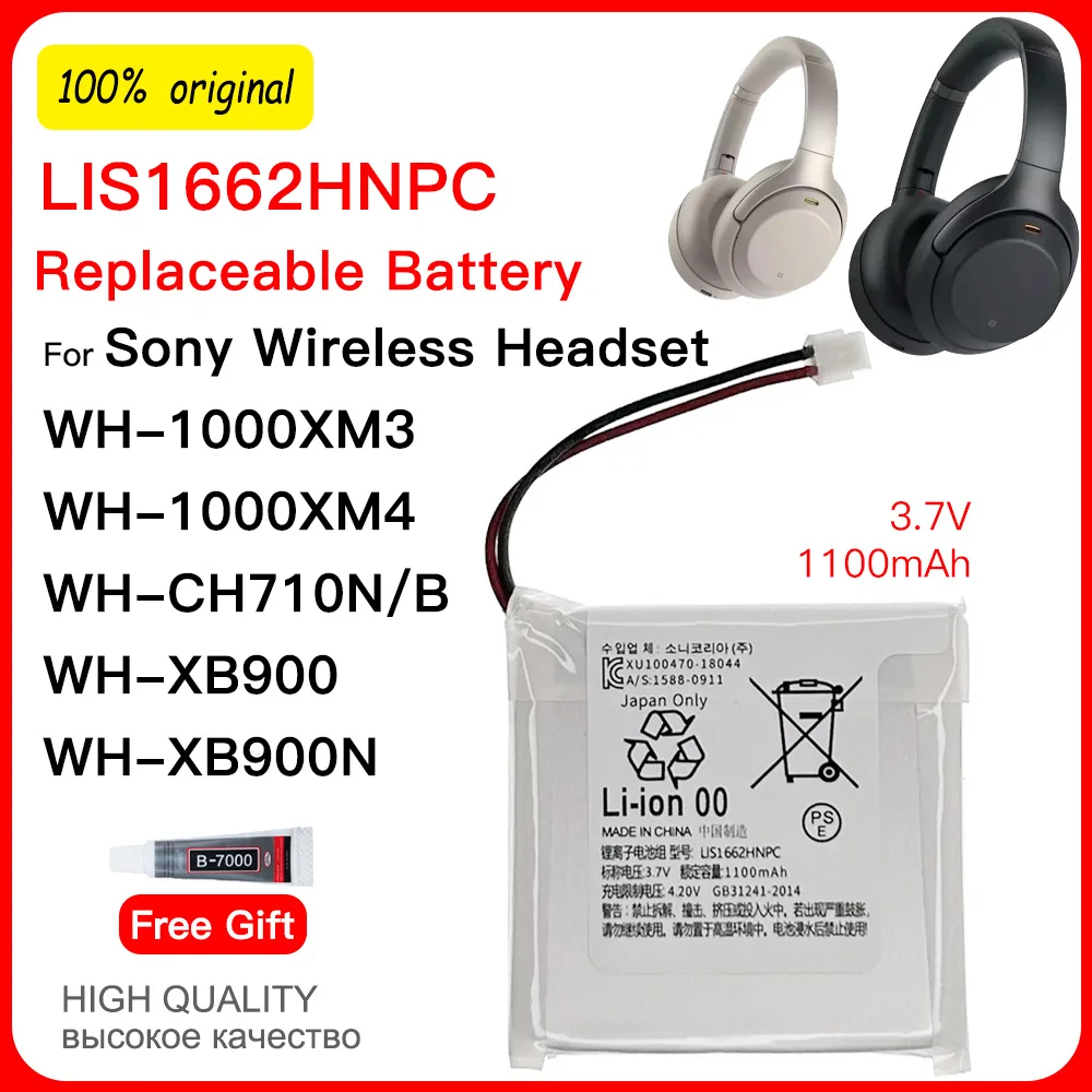 

Original 1100mAh LIS1662HNPC Replacement Battery For Sony WH-1000XM3 WH-1000XM4 WH-CH710N/B WH-XB900 XB900N Batteries Batteria