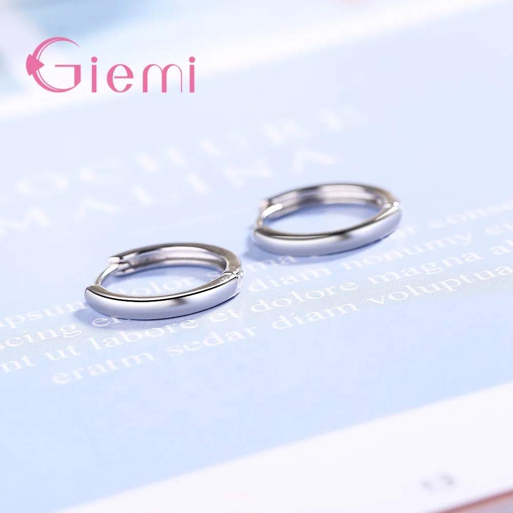 925 Silver Shiny Simple Round Circles Hoop Earrings Hook Stylish Jewelry For Women Girls Anniversary Birthday Gifts