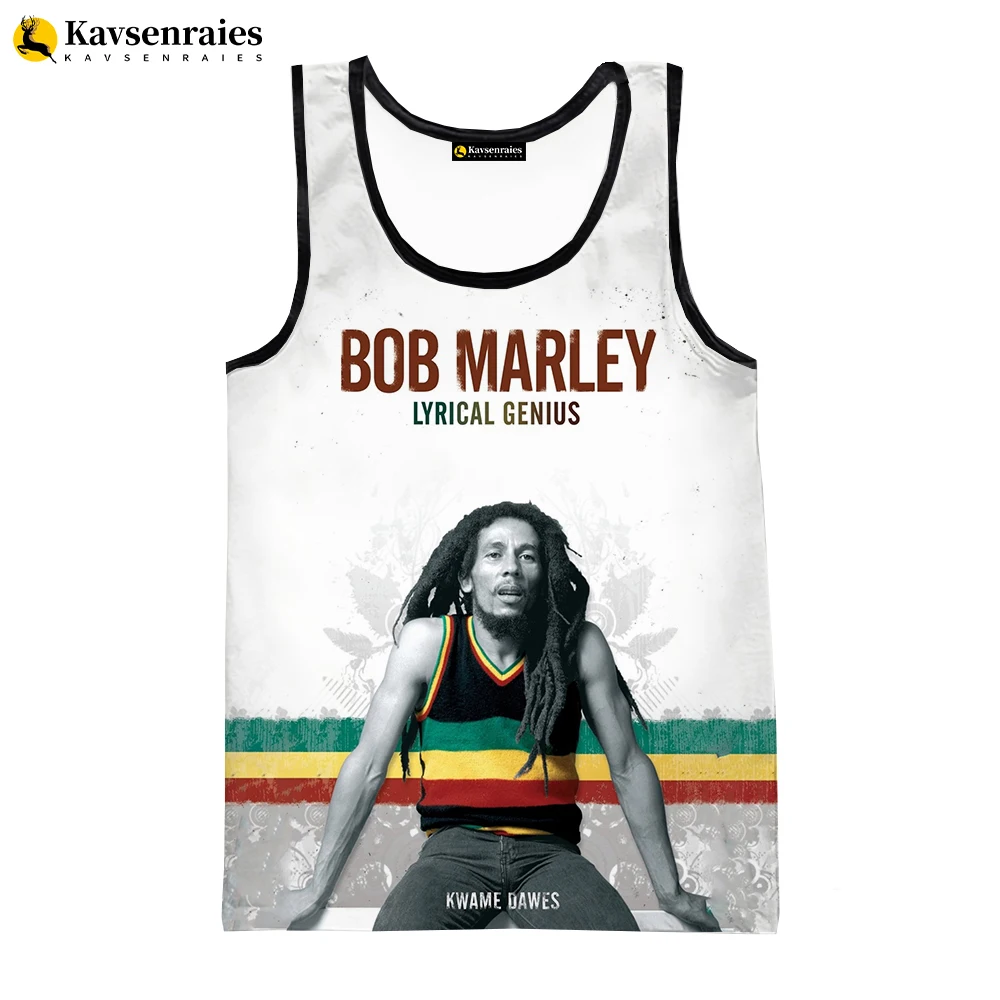 Bob Marley 3D Vest 2023 New Summer Fitness Men Tank Tops Sleeveless Hip Hop Harajuku Streetwear Oversized Beach Undershirt