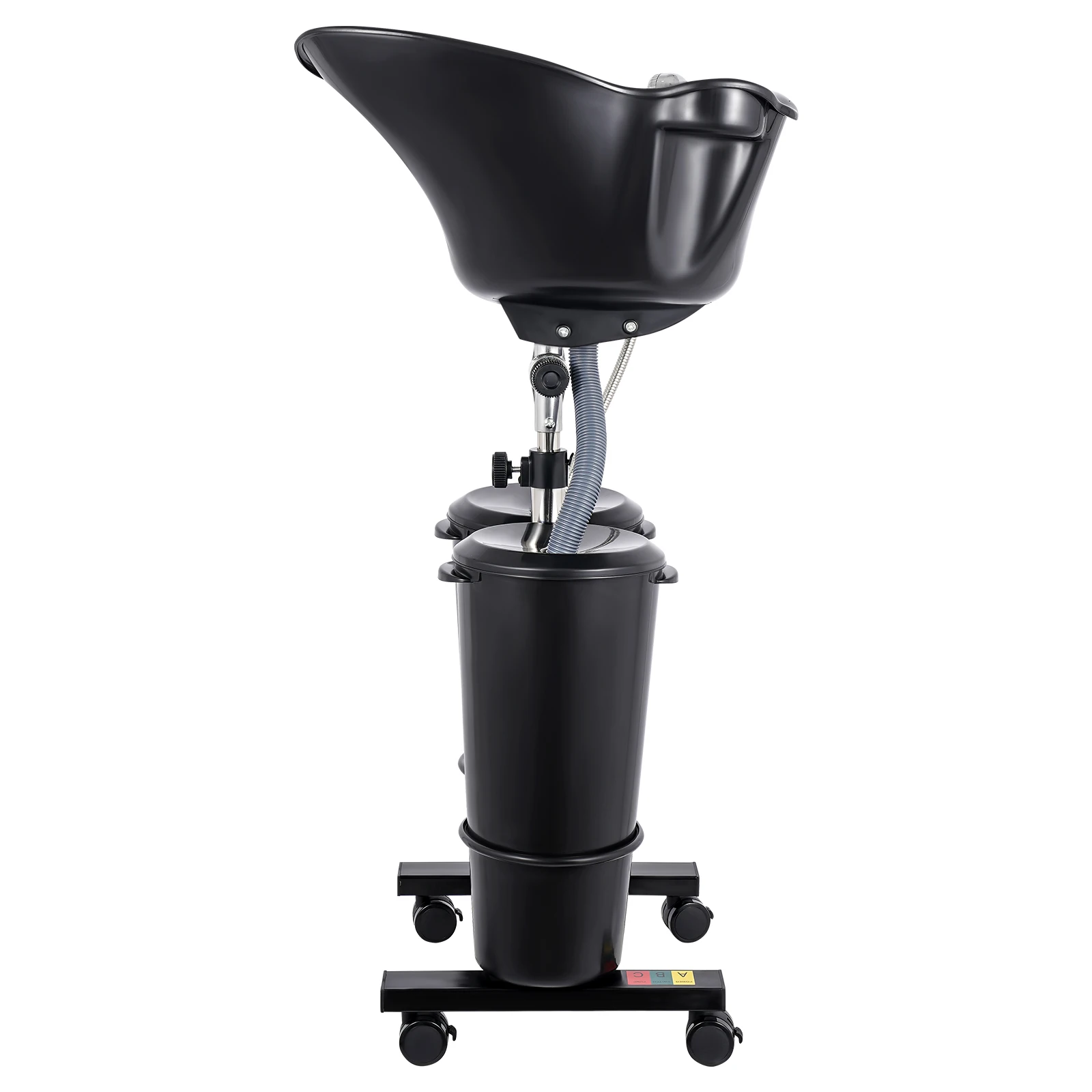 Black Portable Salon Shampoo double Basin W/ 2 Water Buckets, Adjustable Height  Shampoo Basin standable Hair Styling Washing