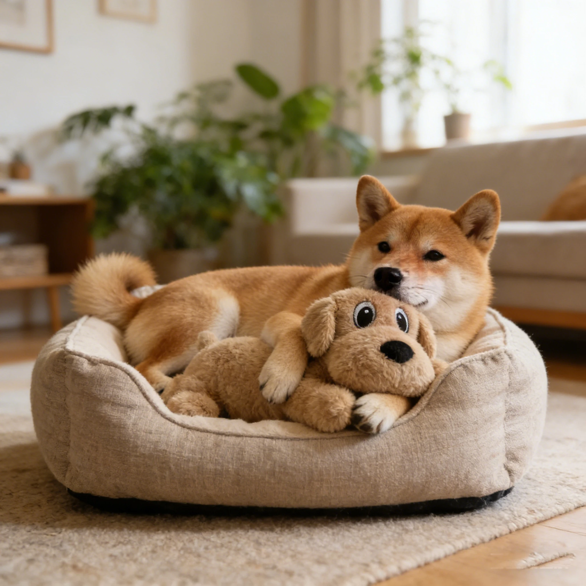 Interactive Bite Resistant Plush Dog Toy, Realistic Companion Pet Toy, Soft Comfortable Stuffed Toy for Small Medium Large Dogs view 4