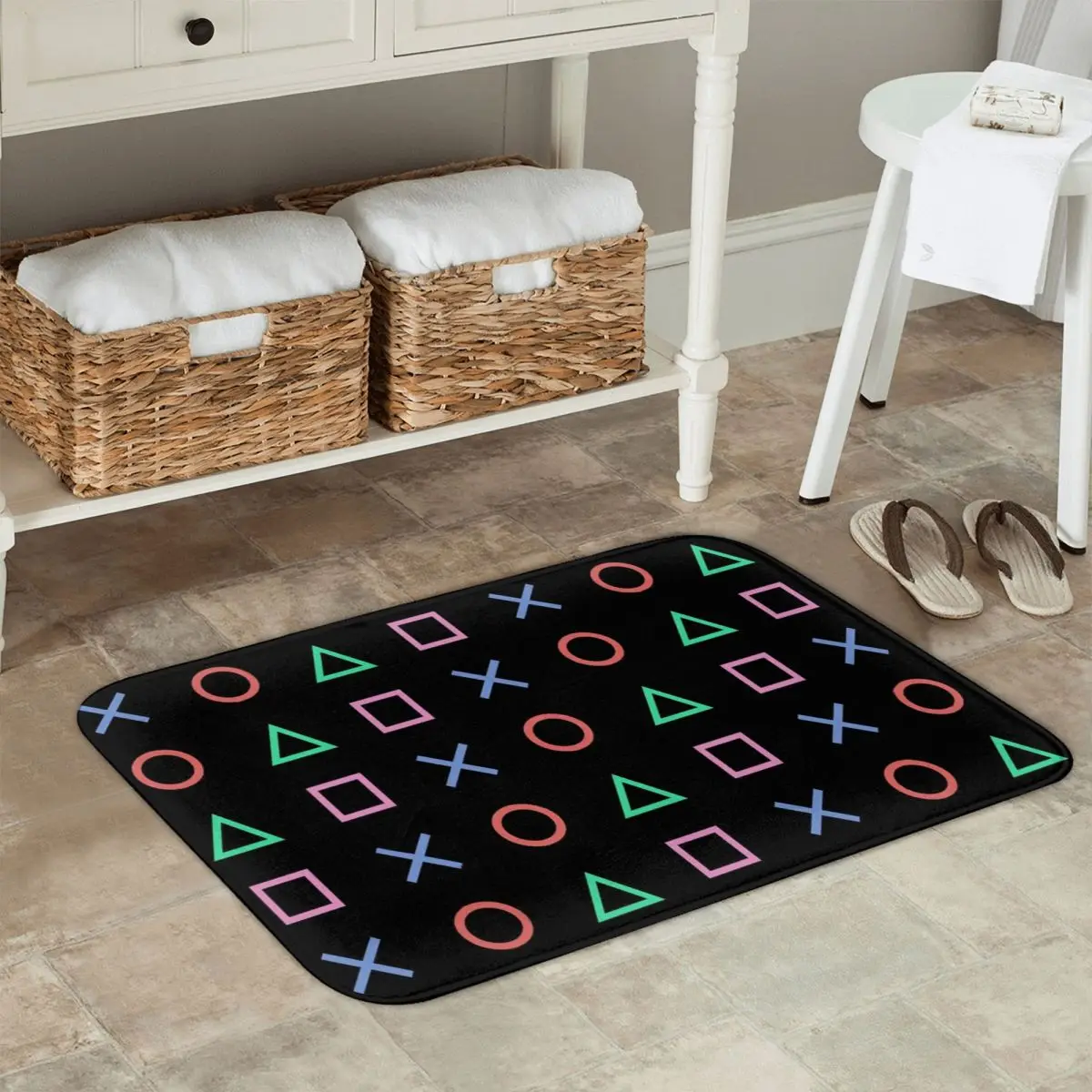 Controller Buttons Icon Anti-slip Doormat Floor Mat Absorbent Mat Carpet Rug for Kitchen Entrance Home Balcony Footpad Mats