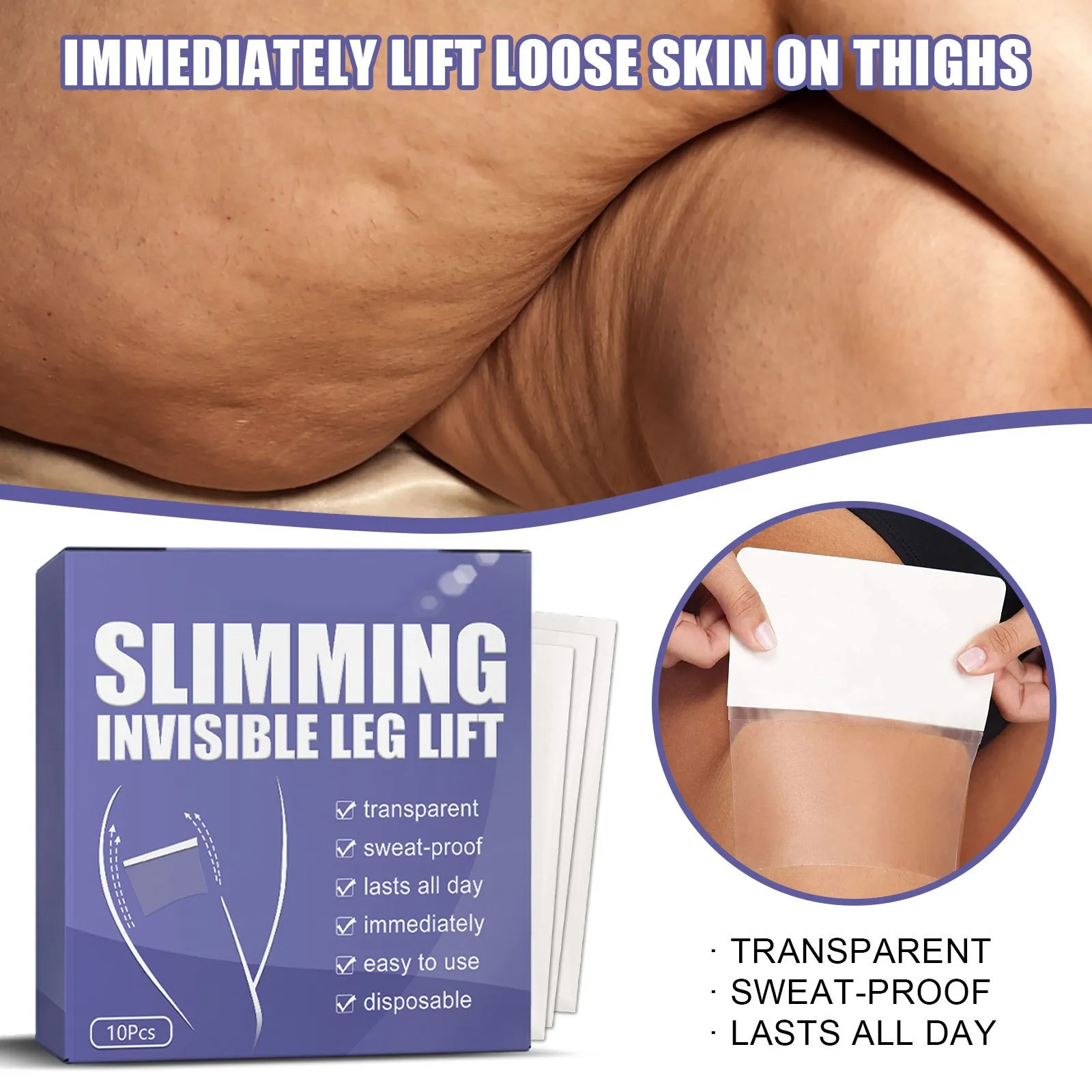 

10pc Thigh Contouring Lifting Tape Leg Lifting Tape Transp Able For Sagging Skin Legs Body Ultra Thin Inner Sticker Waterproof