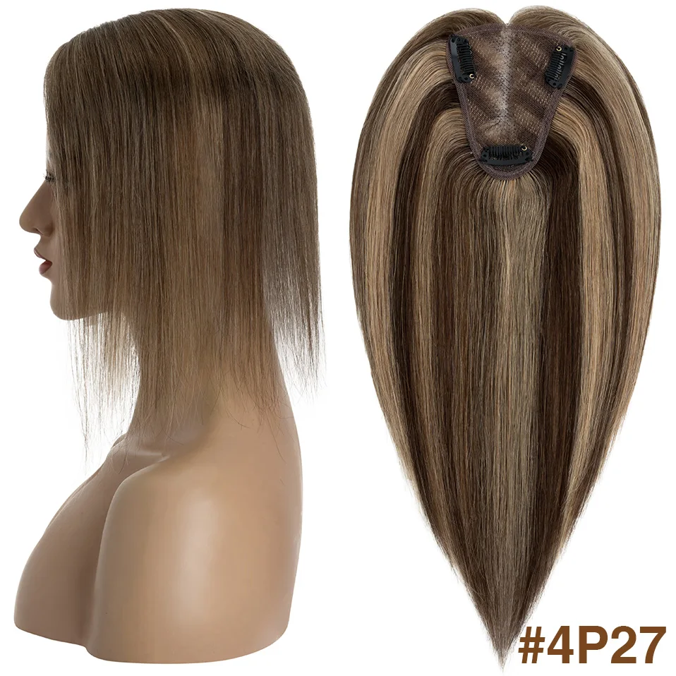 TESS Hand Single Knot Haar Topper 8x10cm Frauen Topper Naturhaar Perücke Clip In Echthaar Extensions Spitze Haarteil Ersatz – Detail 10