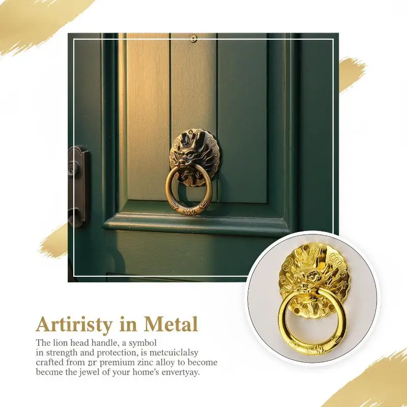 Antique Small Size Drawer Pull Handle Zinc Alloy Lion Head Chinese Style for Kitchen Cupboard Bedroom Dresser Decor