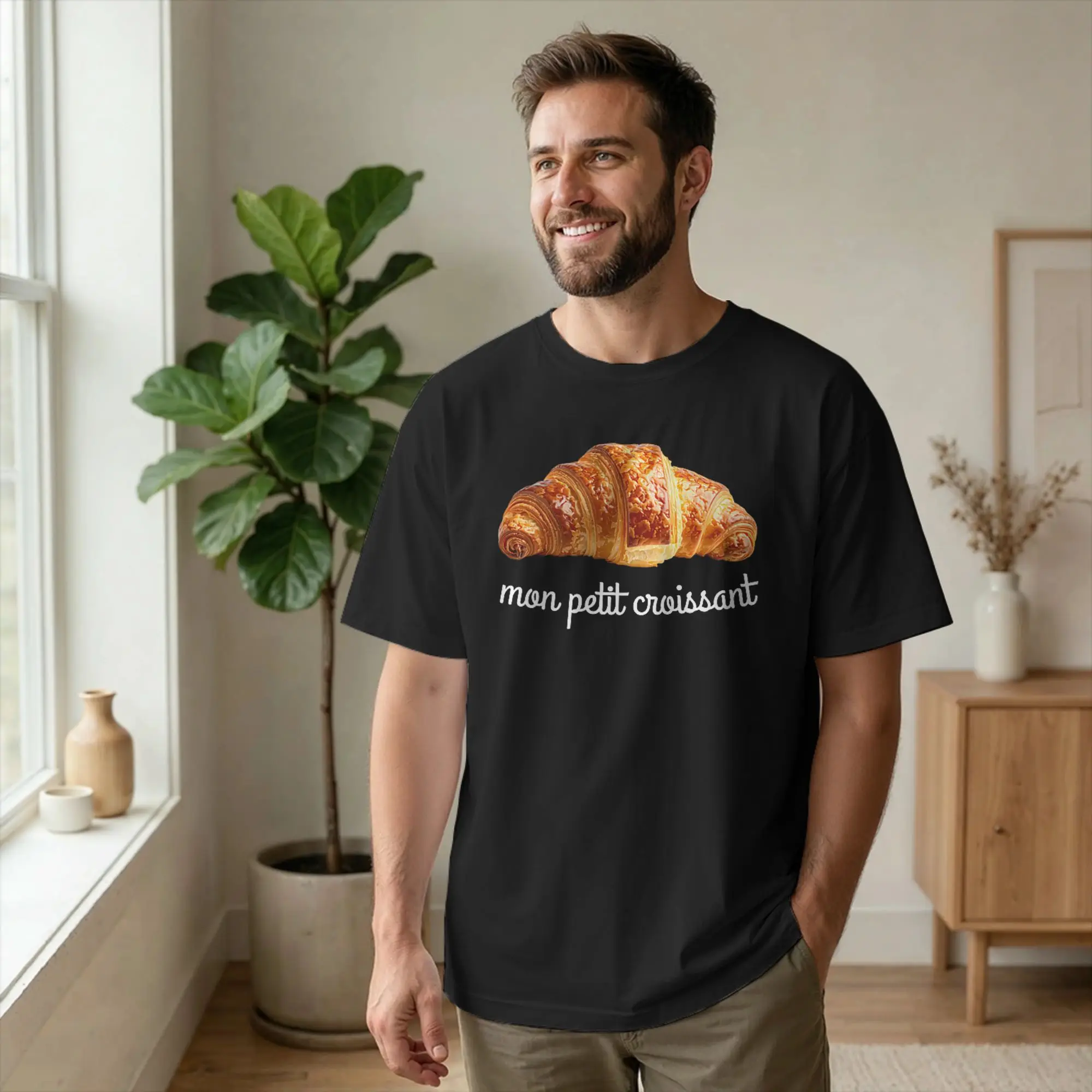 Camiseta para hombre My Little Croissant French Pastry Cool, camisetas 100% de algodón, camisetas divertidas de manga corta de Francia, camisetas con cuello redondo, tallas grandes