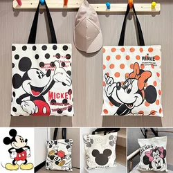 Disney Mickey Mouse Tote Bag Cartoon Student Book Storage Handbag Anime Minnie Portable Cute Large Capacity Travel Shoulder Bag