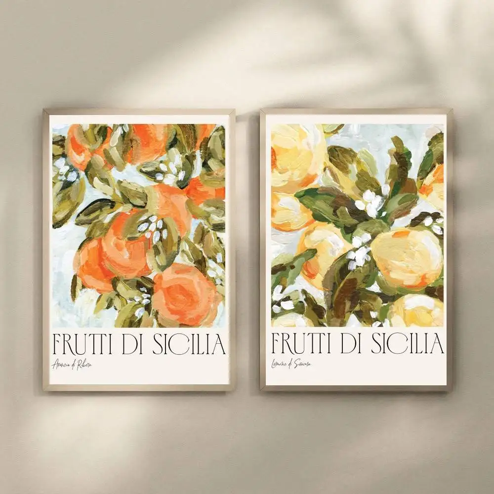 Frutti Di Sicilia Poster, selbstklebende Kunst, wasserfester Papieraufkleber, Kaffeehaus, Bar, Zimmer, Wanddekoration