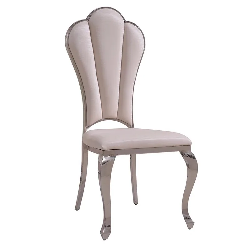 

Light luxury stainless steel dining chair Post-modern simple metal backrest Restaurant Hotel banquet hall Household leather