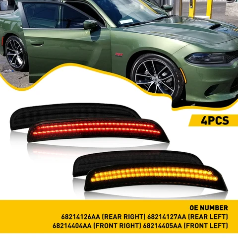 Для Dodge Charger 2015 2016 2017 2018 2019 2020 2021 2022 передний задний бампер светодиодные боковые габаритные огни дымчатый хвост указатель поворота