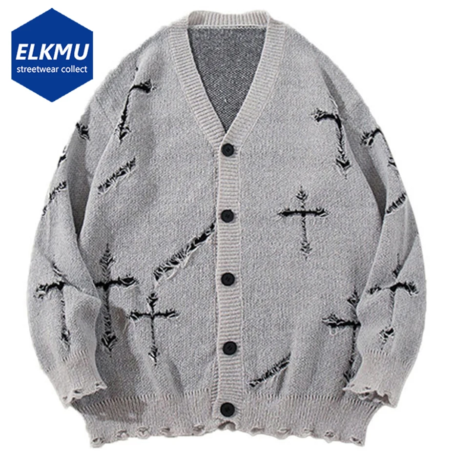 

Винтажные мужские свитера большого размера с крестом, вязаный кардиган, уличная одежда, свитера в стиле Харадзюку в стиле хип-хоп, трикотаж