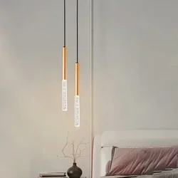 Moderne LED-Pendelleuchte aus Acryl für Esszimmer, Schlafzimmer, Nachttisch, Deckenleuchter, schwarzes Gold, hängende Beleuchtungskörper